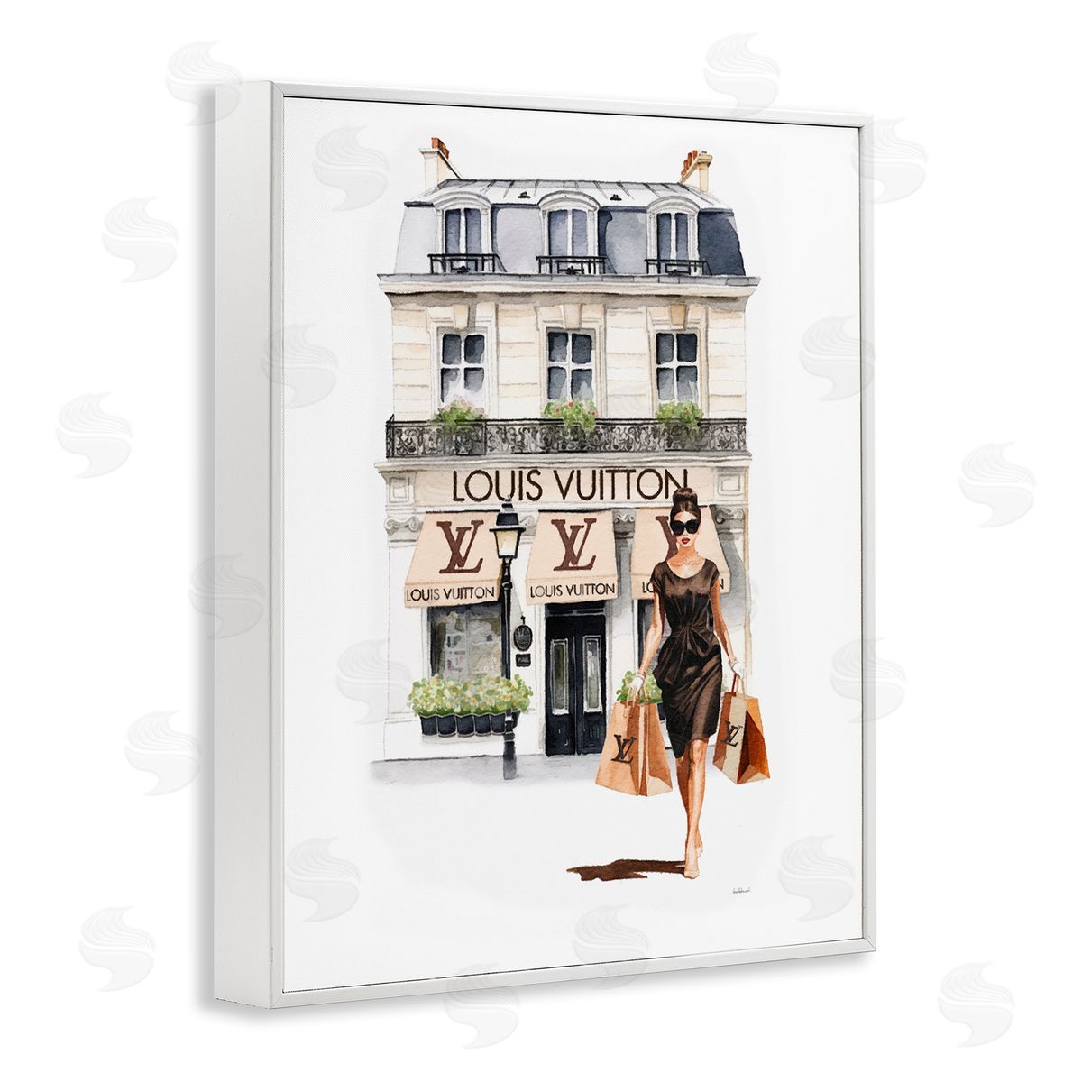 Amanda Greenwood Fashion Girl Shopping White Framed Giclee Wall Artside_