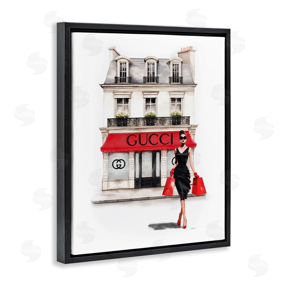 Amanda Greenwood Trendy Girl Shopping Black Floater Frame Canvas Artside_