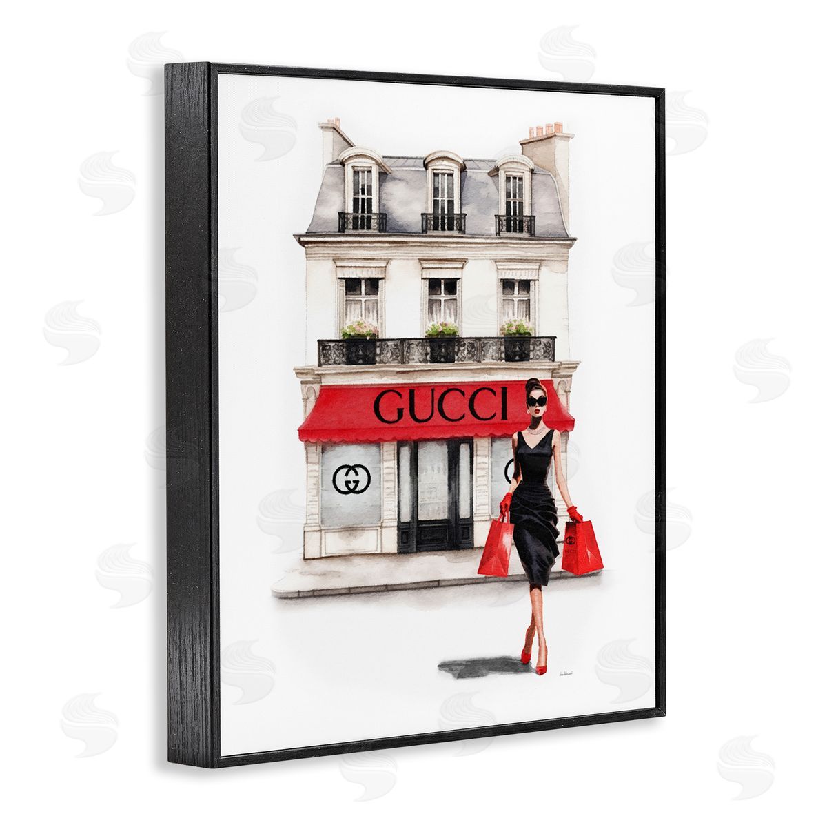 Amanda Greenwood Trendy Girl Shopping Black Framed Giclee Wall Artside_