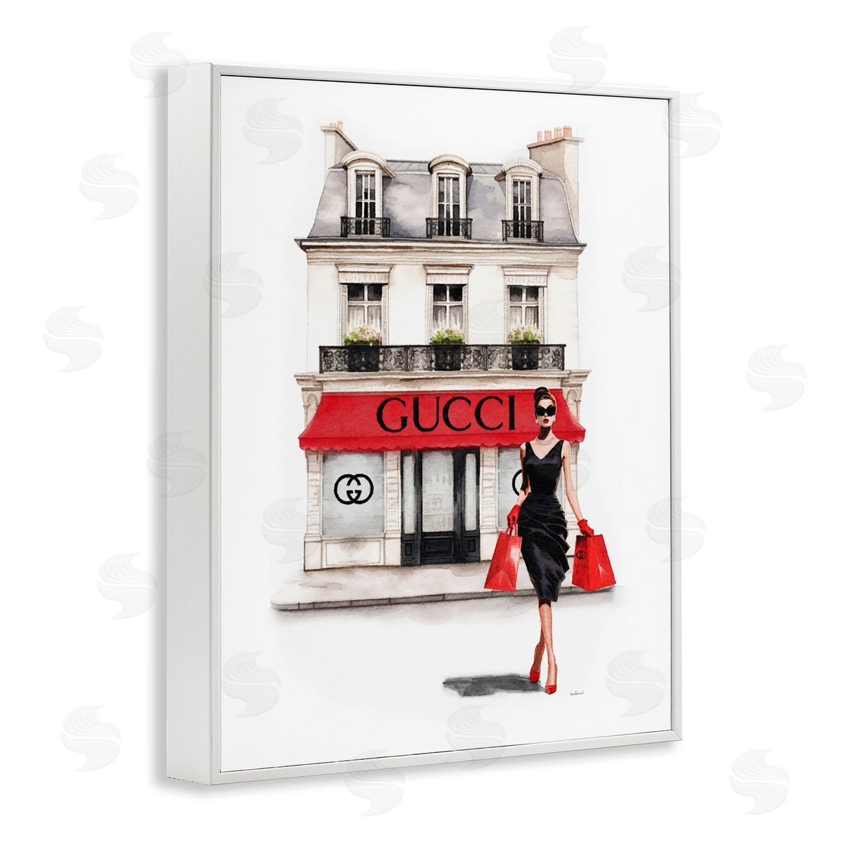 Amanda Greenwood Trendy Girl Shopping White Framed Giclee Wall Artside_