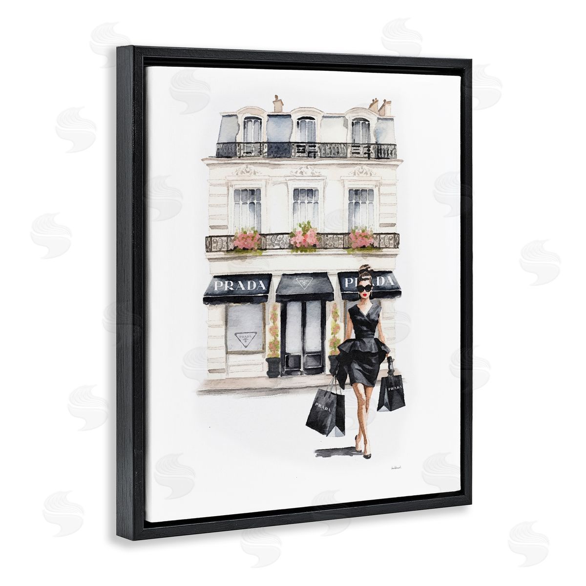 Amanda Greenwood Trendy Shopping Woman Black Floater Frame Canvas Artside_