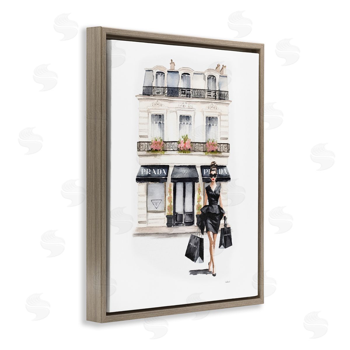 Amanda Greenwood Trendy Shopping Woman Brown Floater Frame Canvas Artside_