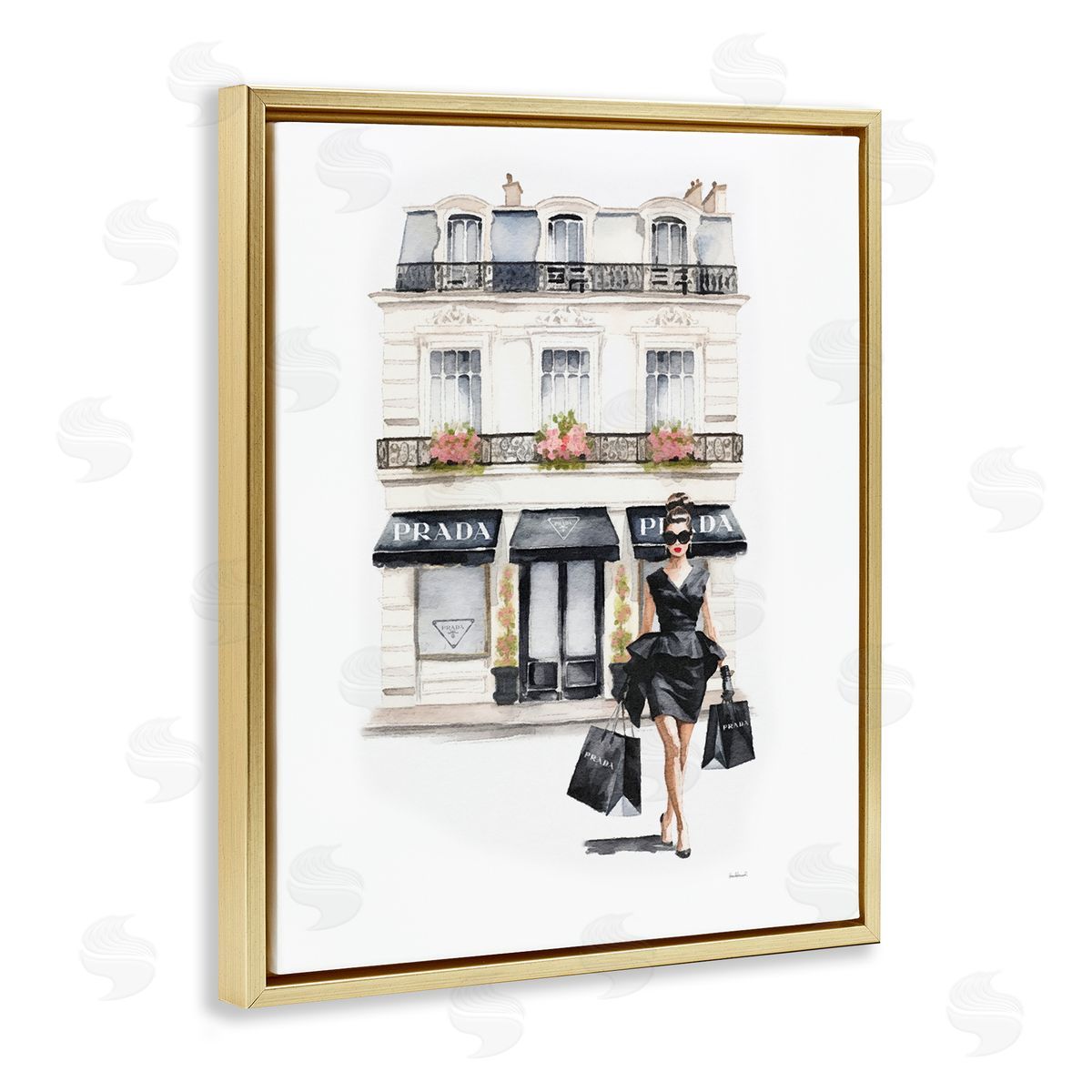 Amanda Greenwood Trendy Shopping Woman Gold Floater Frame Canvas Artside_