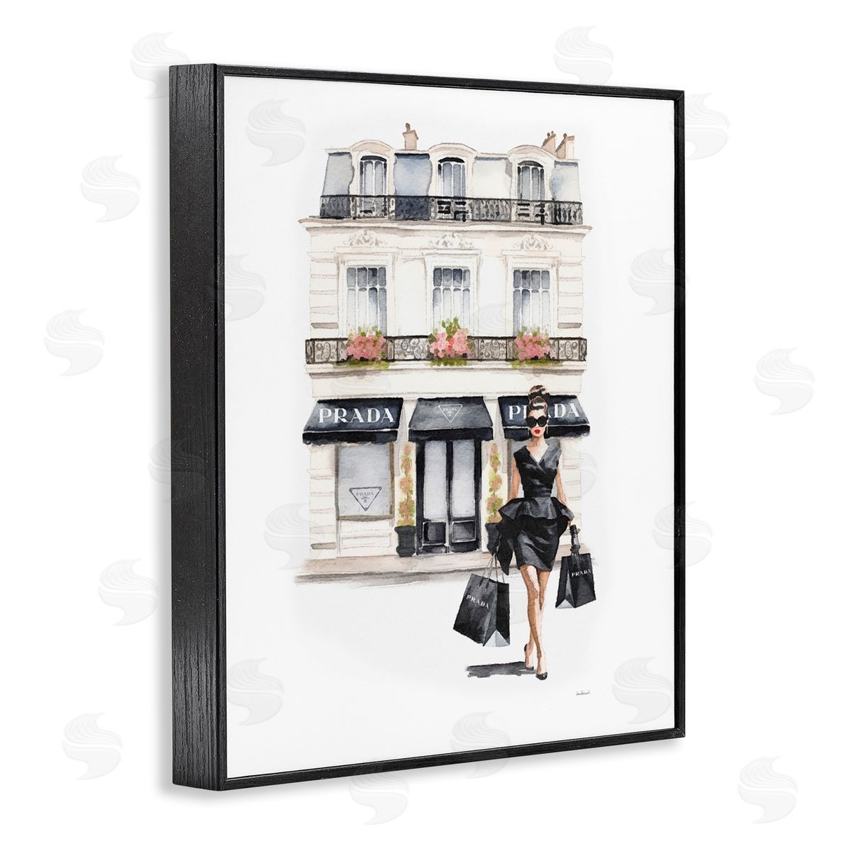 Amanda Greenwood Trendy Shopping Woman Black Framed Giclee Wall Artside_