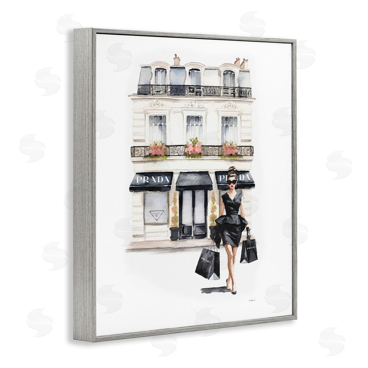 Amanda Greenwood Trendy Shopping Woman Gray Framed Giclee Wall Artside_