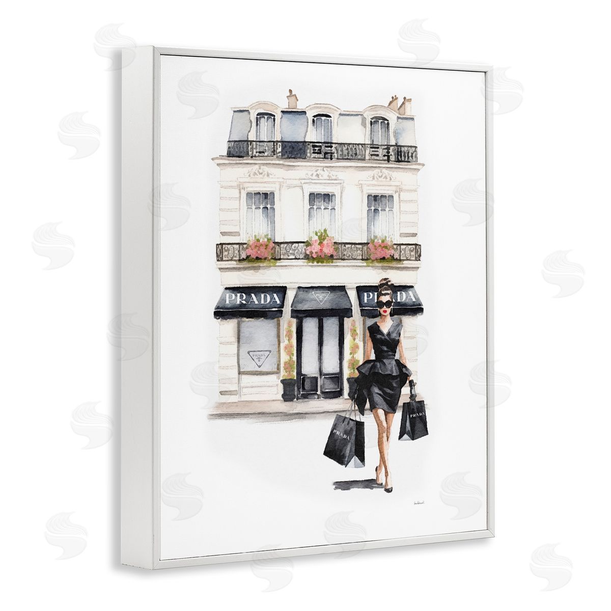 Amanda Greenwood Trendy Shopping Woman White Framed Giclee Wall Artside_