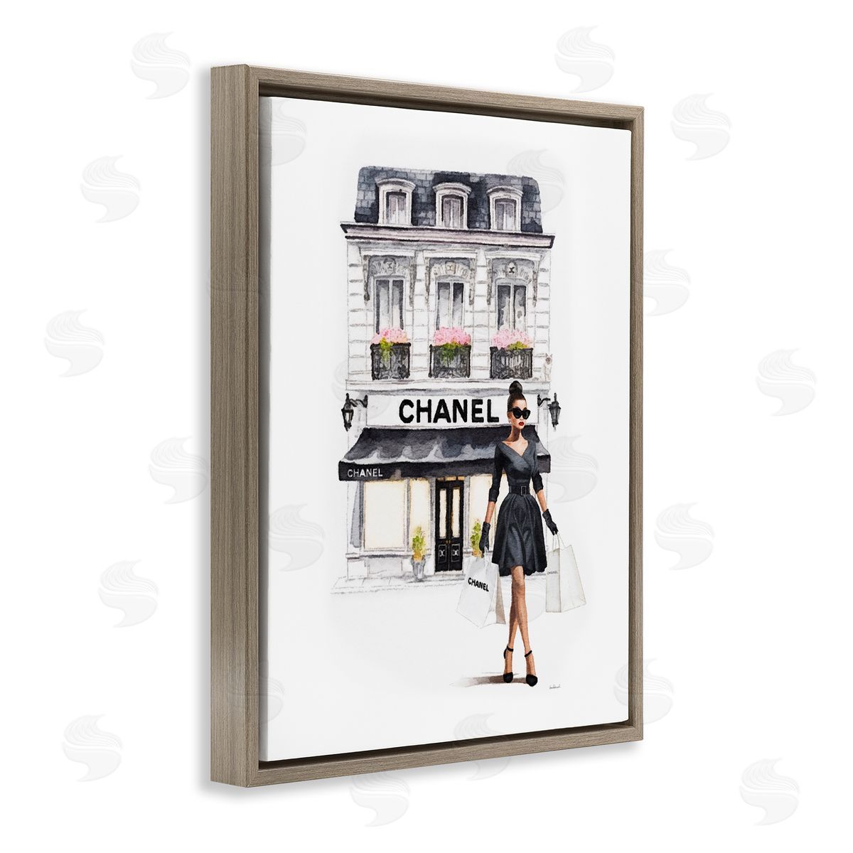 Amanda Greenwood Girl & Fashion Shop Brown Floater Frame Canvas Artside_