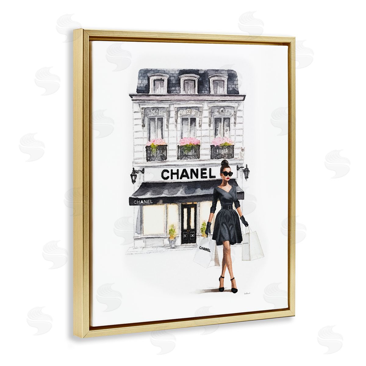Amanda Greenwood Girl & Fashion Shop Gold Floater Frame Canvas Artside_