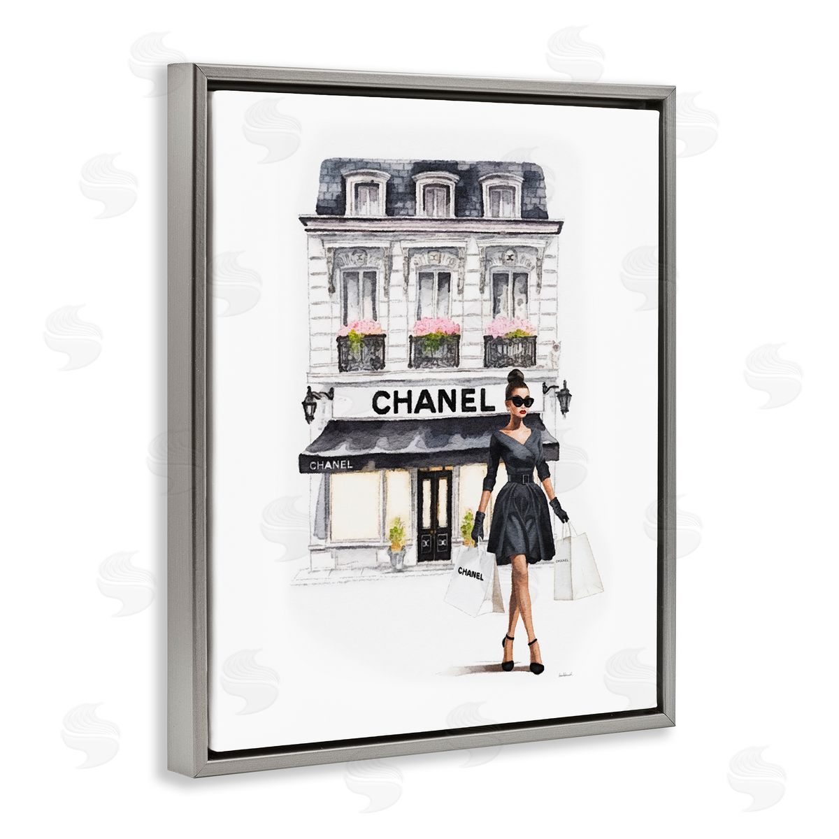 Amanda Greenwood Girl & Fashion Shop Gray Floater Frame Canvas Artside_