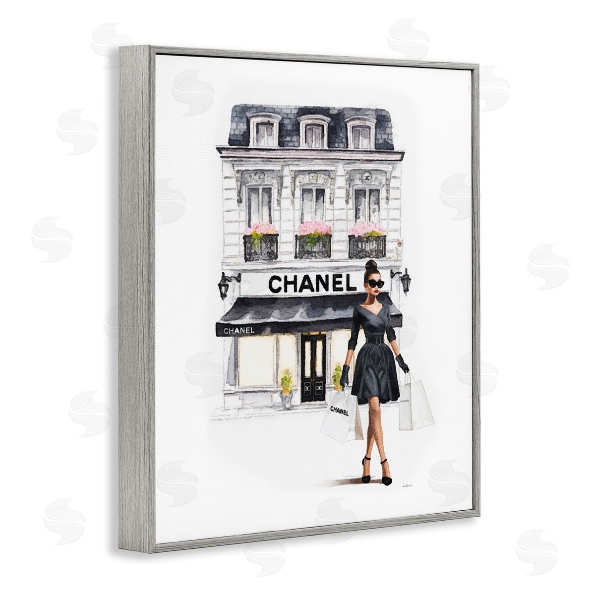 Amanda Greenwood Girl & Fashion Shop Gray Framed Giclee Wall Artside_