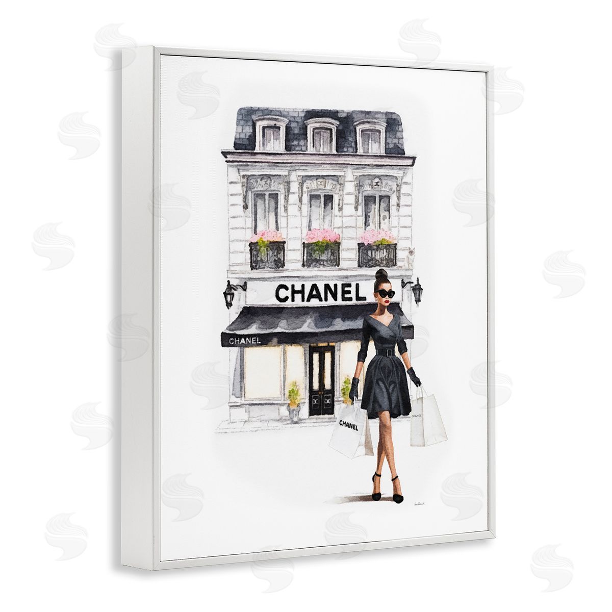 Amanda Greenwood Girl & Fashion Shop White Framed Giclee Wall Artside_