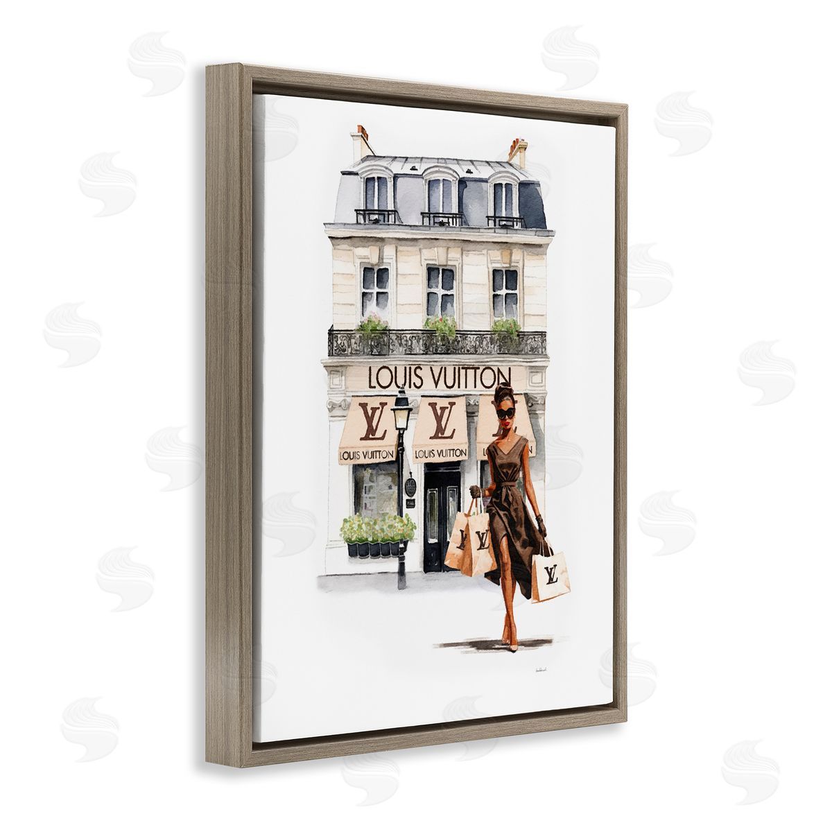 Amanda Greenwood Shopping Glam Storefront Brown Floater Frame Canvas Artside_