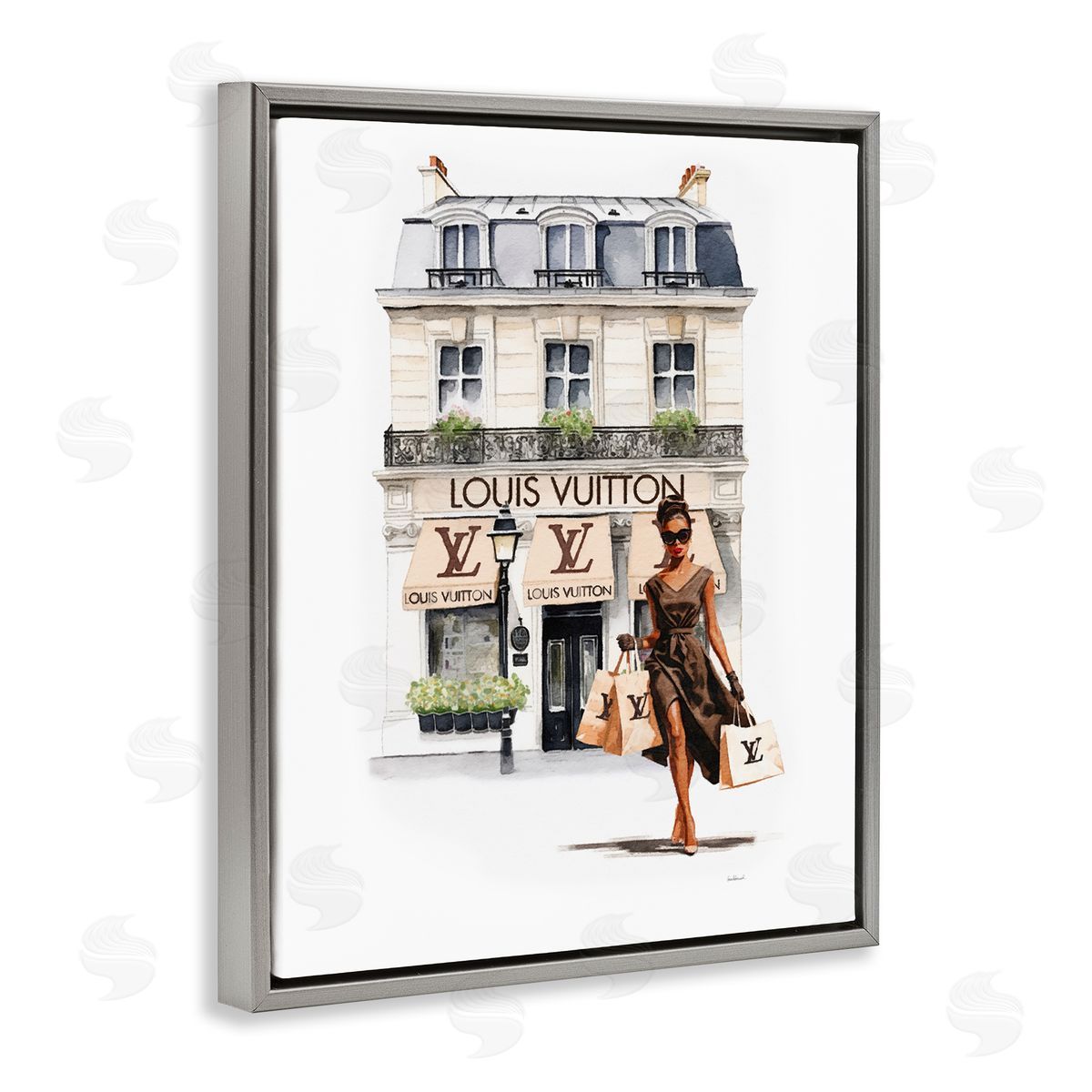 Amanda Greenwood Shopping Glam Storefront Gray Floater Frame Canvas Artside_