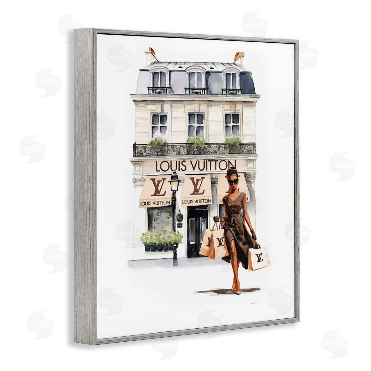 Amanda Greenwood Shopping Glam Storefront Gray Framed Giclee Wall Artside_