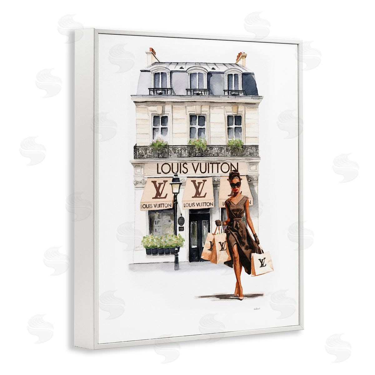 Amanda Greenwood Shopping Glam Storefront White Framed Giclee Wall Artside_