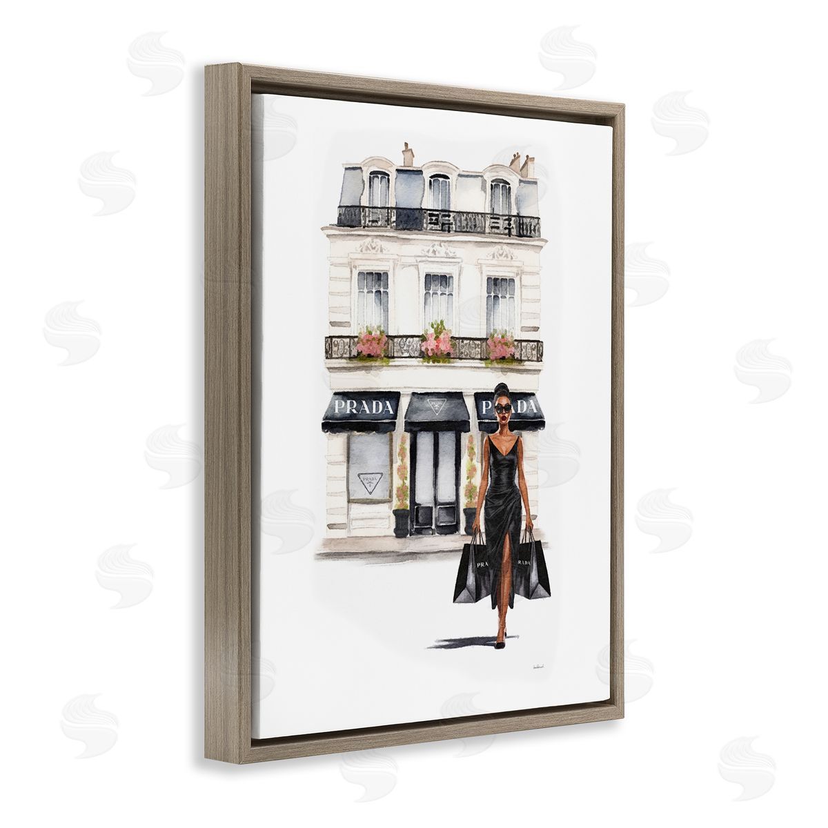 Amanda Greenwood Urban Glam Shopping Brown Floater Frame Canvas Artside_
