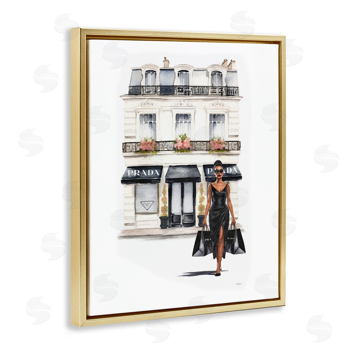 Amanda Greenwood Urban Glam Shopping Gold Floater Frame Canvas Artside_