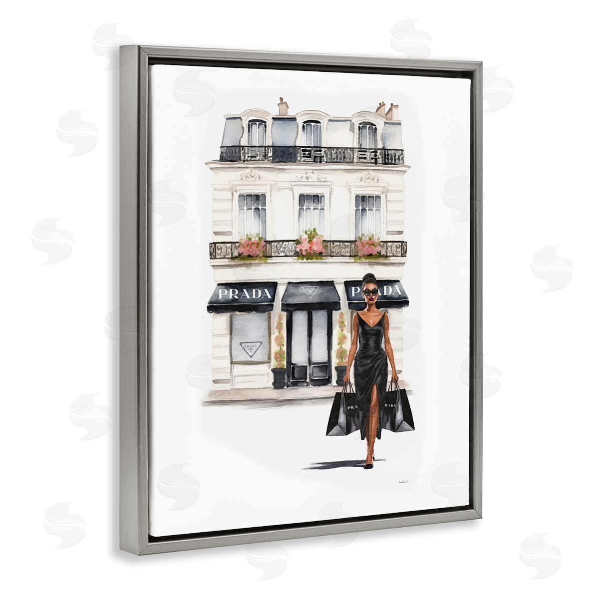 Amanda Greenwood Urban Glam Shopping Gray Floater Frame Canvas Artside_