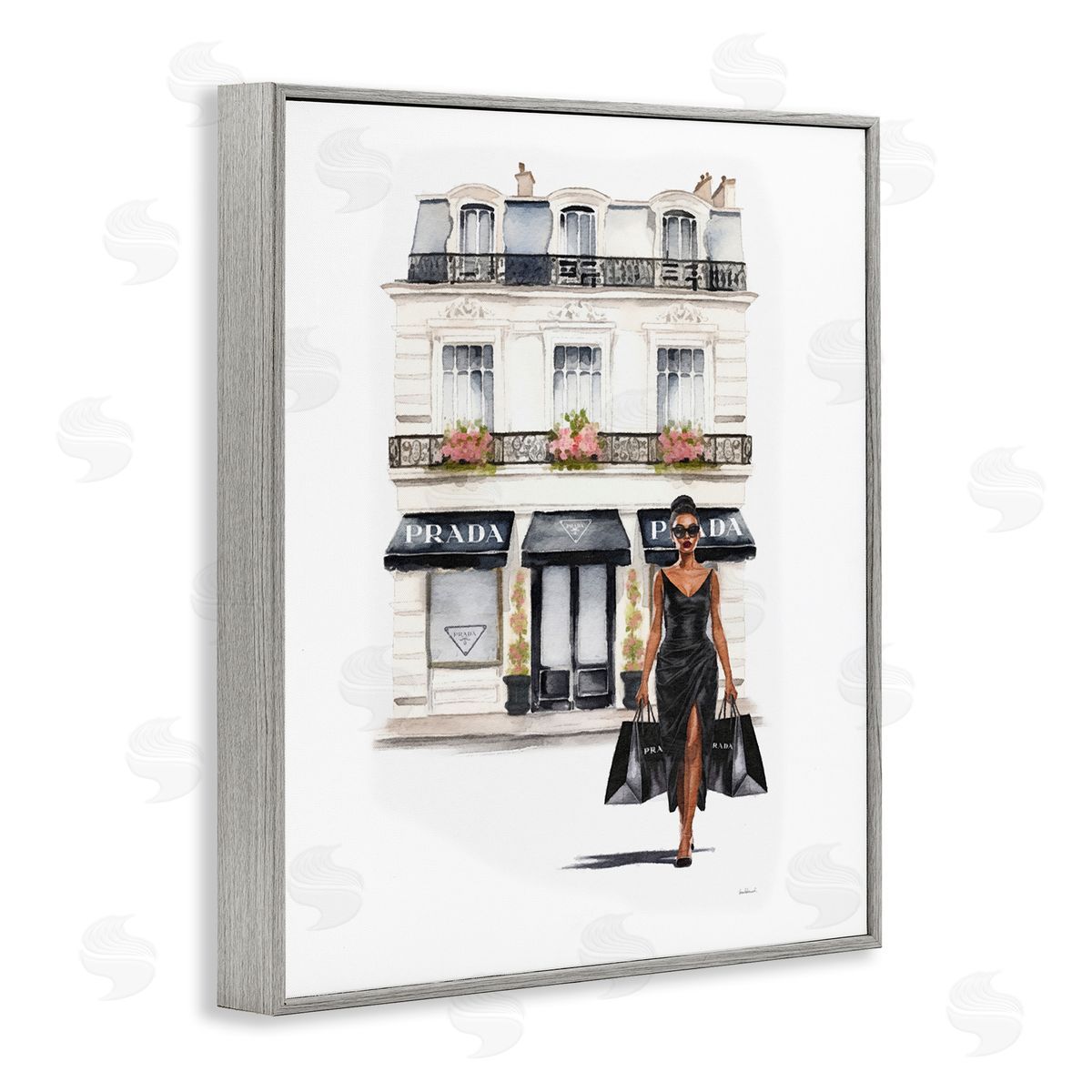Amanda Greenwood Urban Glam Shopping Gray Framed Giclee Wall Artside_
