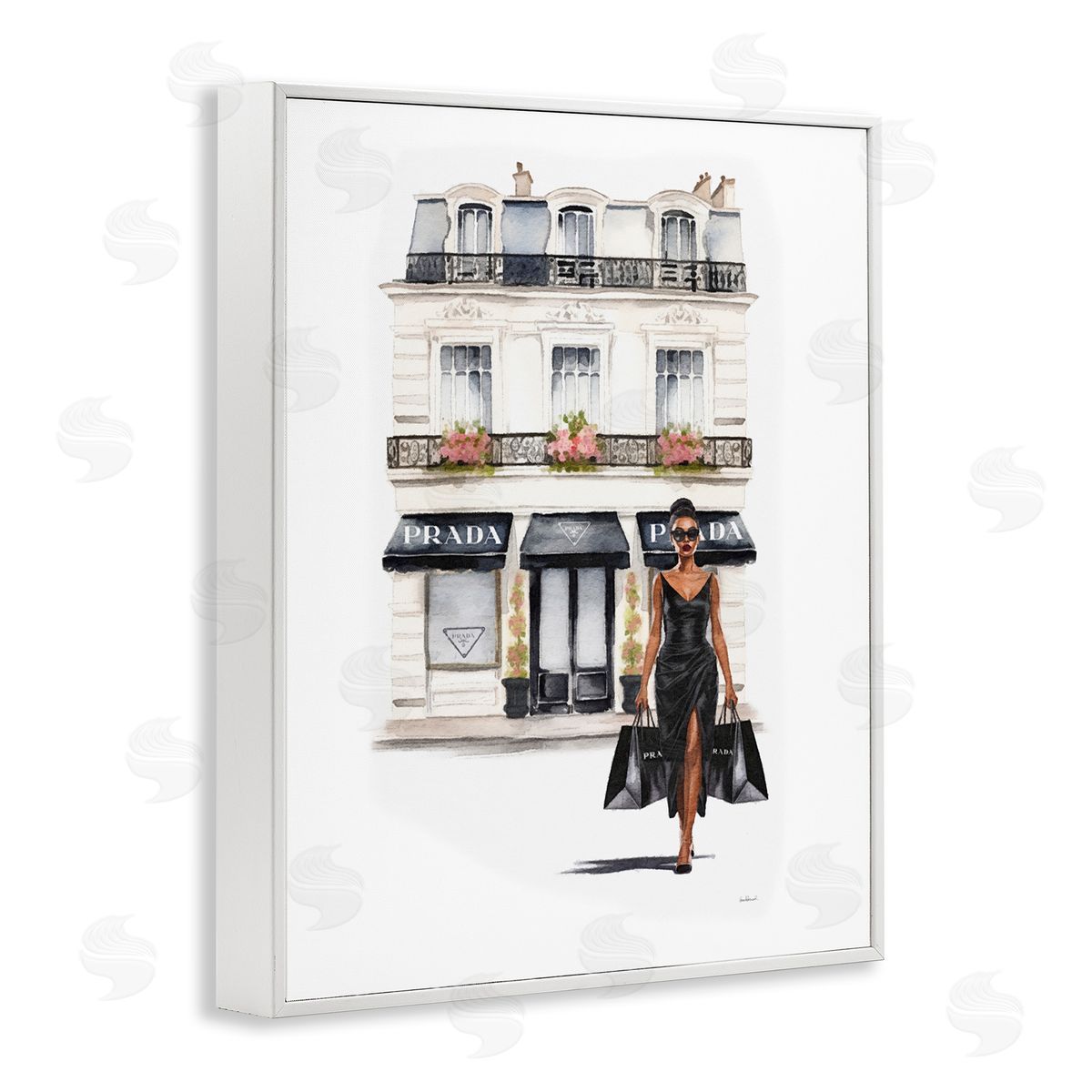 Amanda Greenwood Urban Glam Shopping White Framed Giclee Wall Artside_