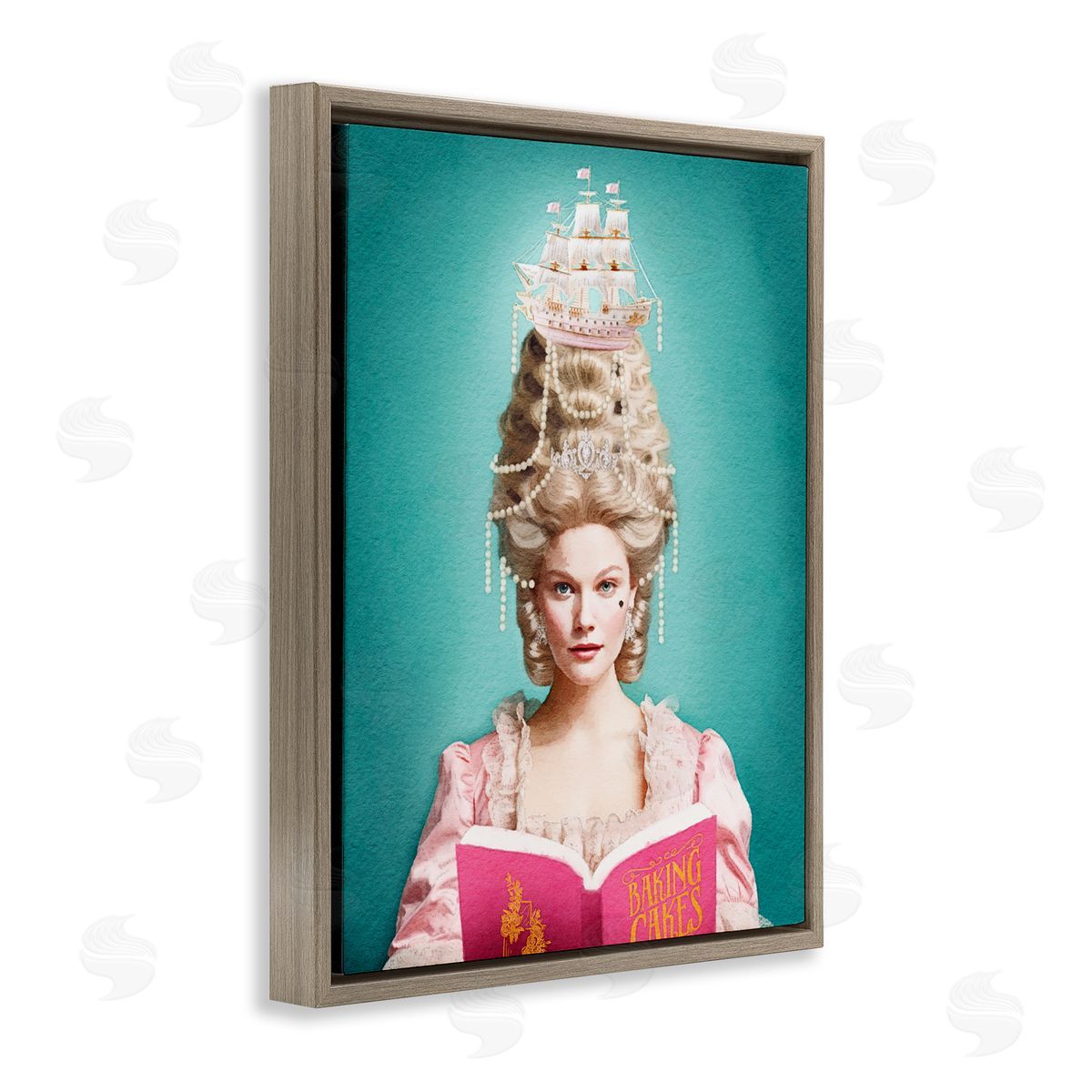 Amanda Greenwood Vintage Woman Reading Brown Floater Frame Canvas Artside_