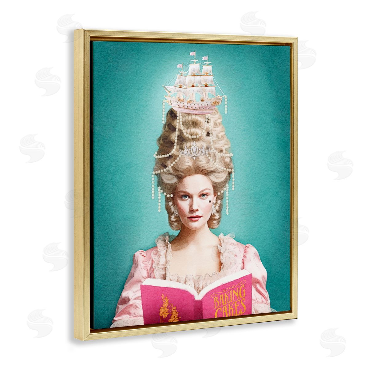 Amanda Greenwood Vintage Woman Reading Gold Floater Frame Canvas Artside_