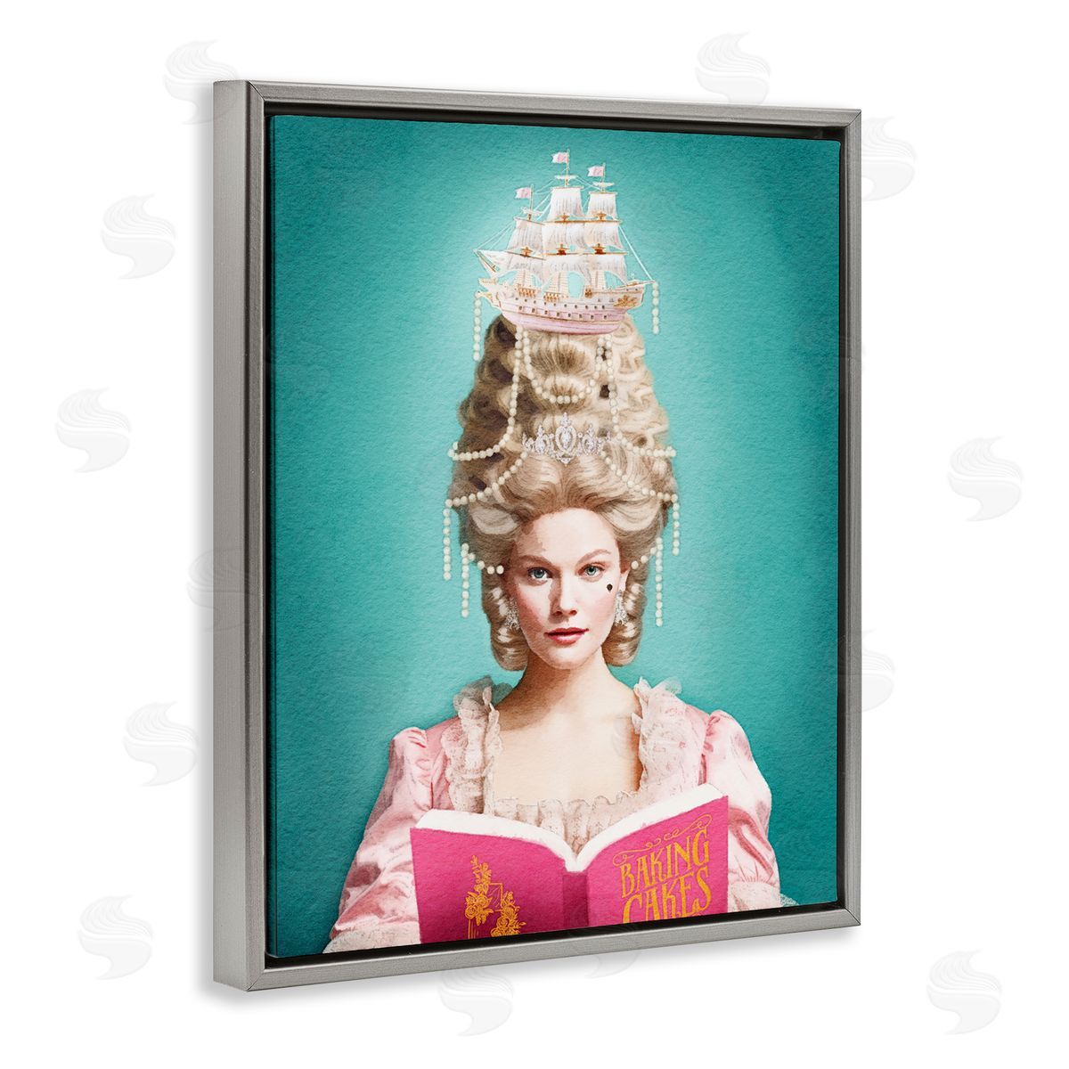 Amanda Greenwood Vintage Woman Reading Gray Floater Frame Canvas Artside_