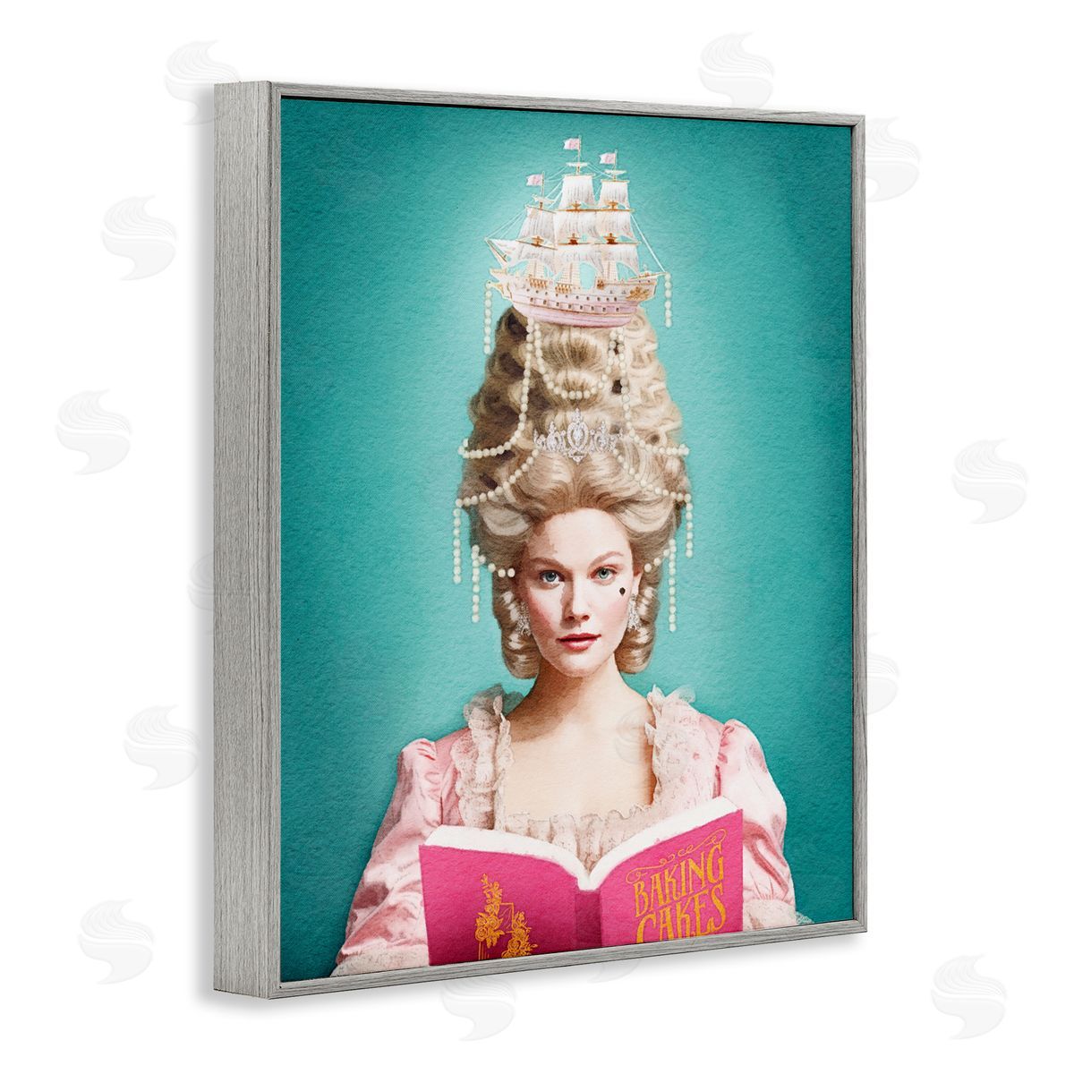 Amanda Greenwood Vintage Woman Reading Gray Framed Giclee Wall Artside_