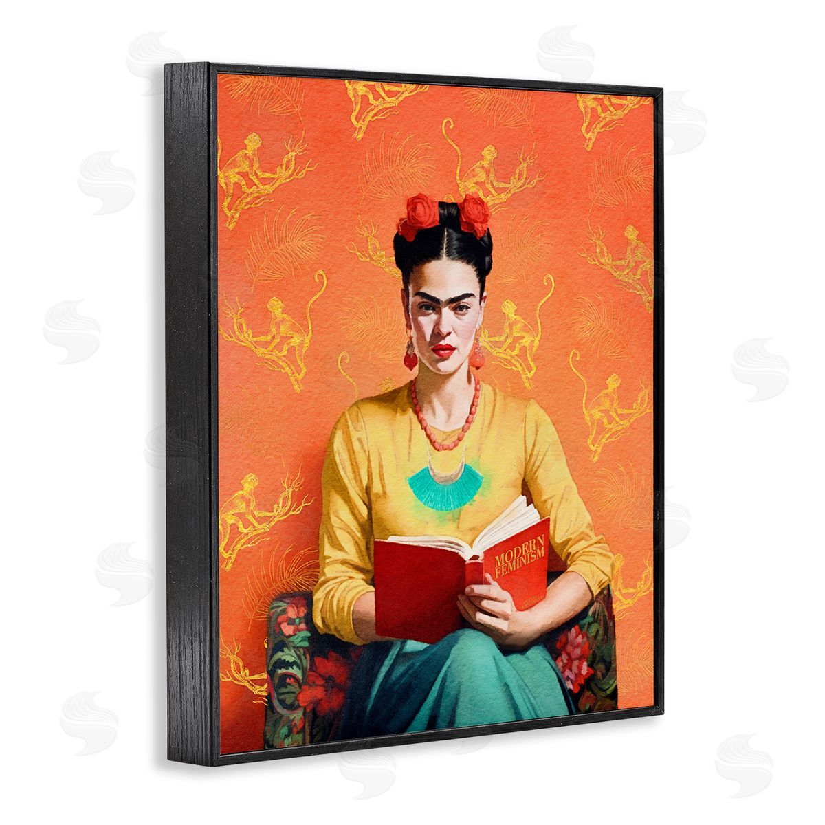 Modern Frida Kahlo Black Frame Print Wall Art, Home Decor by Amanda Greenwood
