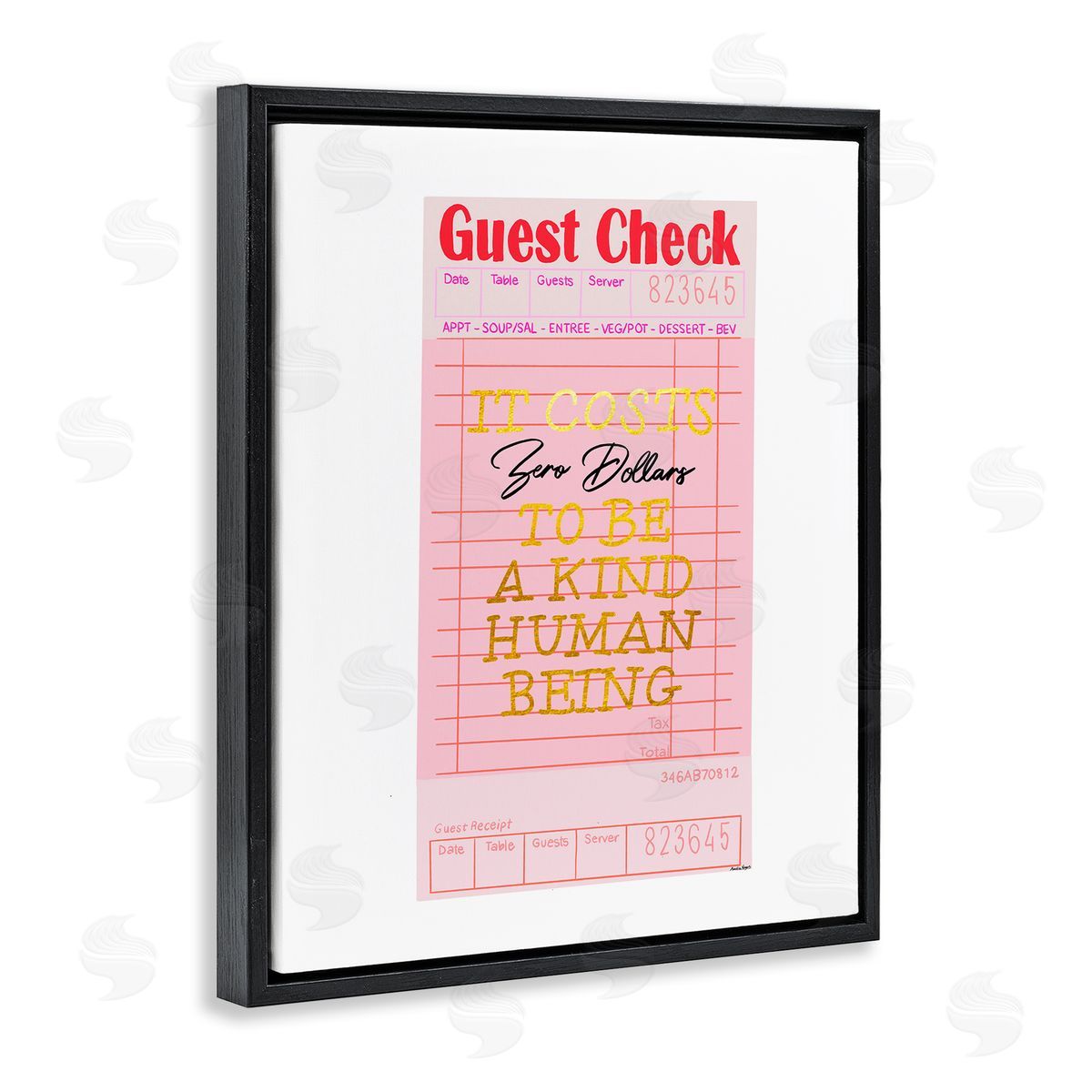 Amelia Noyes Zero Dollars to be Kind Black Floater Frame Canvas Artside_