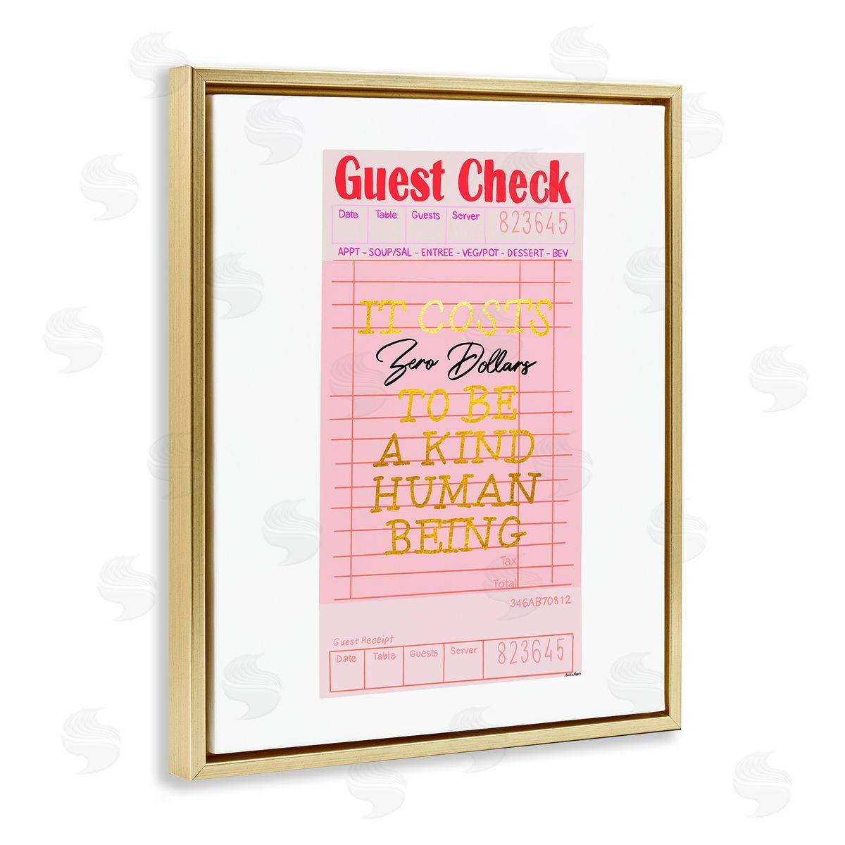 Amelia Noyes Zero Dollars to be Kind Gold Floater Frame Canvas Artside_