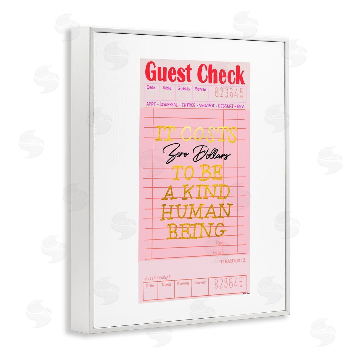 Amelia Noyes Zero Dollars to be Kind White Framed Giclee Wall Artside_