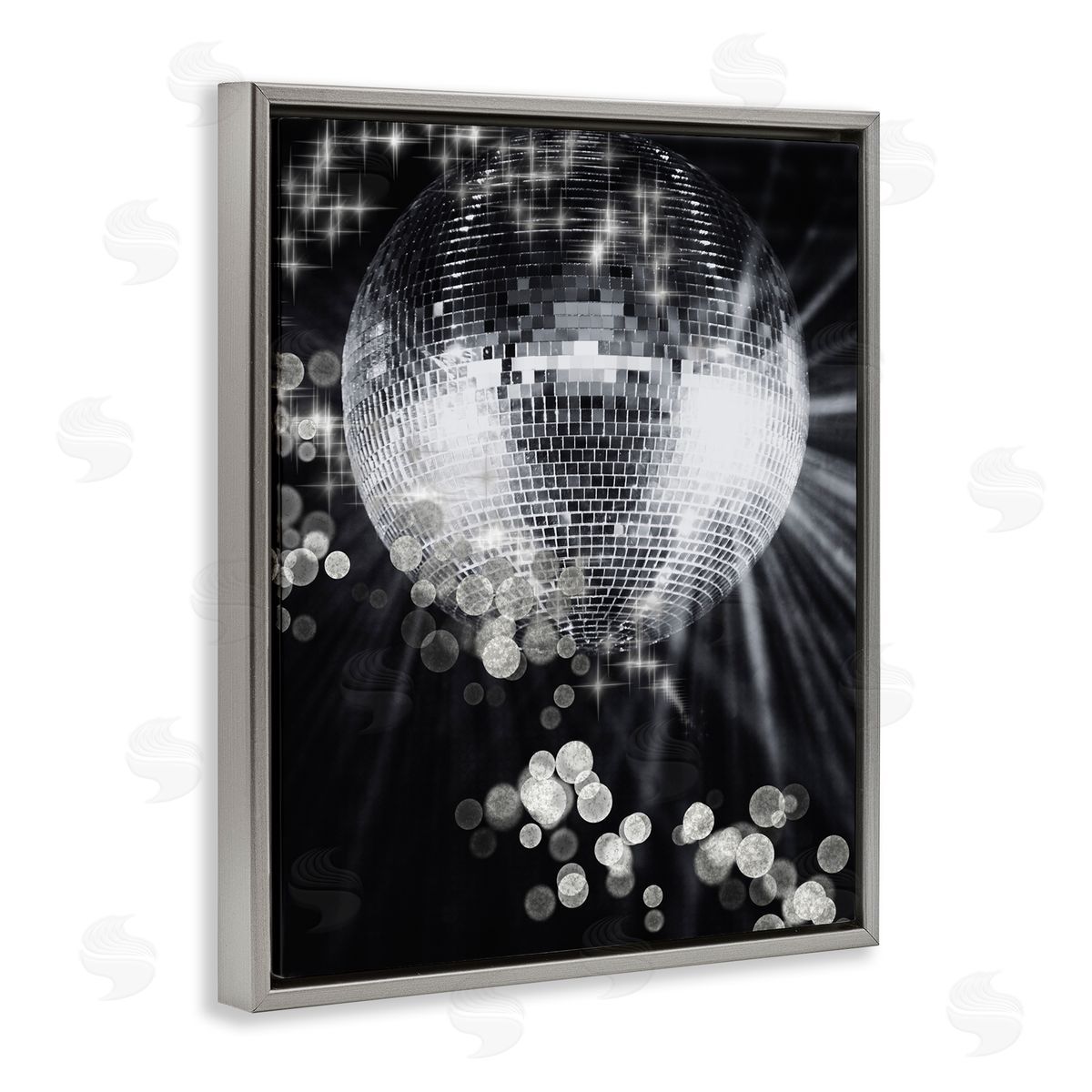 Jesse Keith Glimmering Disco Ball Gray Floater Frame Canvas Artside_