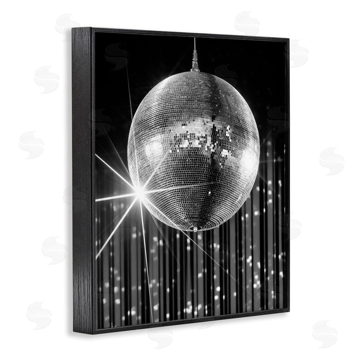 Jesse Keith Black Disco Ball Black Framed Giclee Wall Artside_