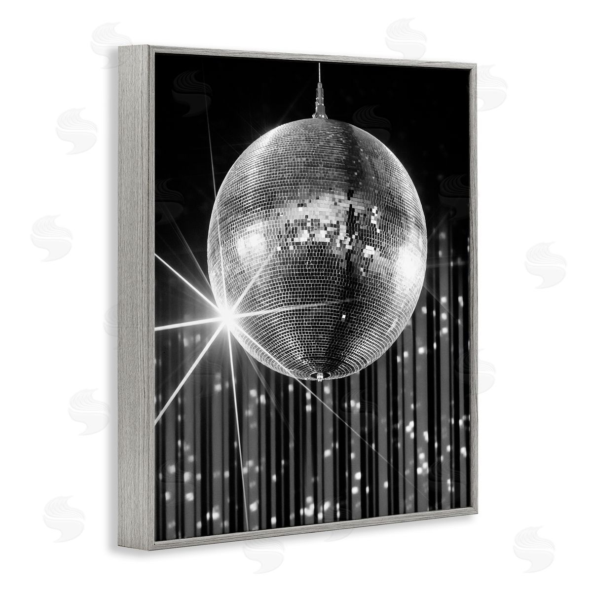 Jesse Keith Black Disco Ball Gray Framed Giclee Wall Artside_