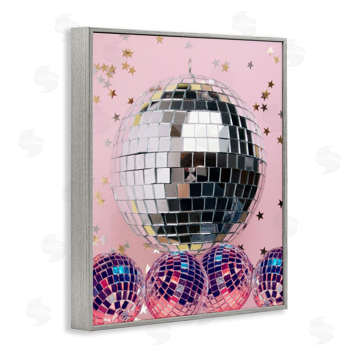Jesse Keith Gleaming Disco Balls Gray Framed Giclee Wall Artside_