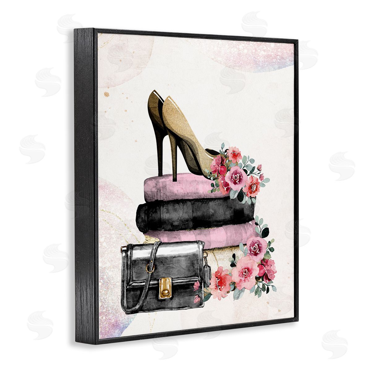 Kim Allen Glam Floral Heels Black Framed Giclee Wall Artside_