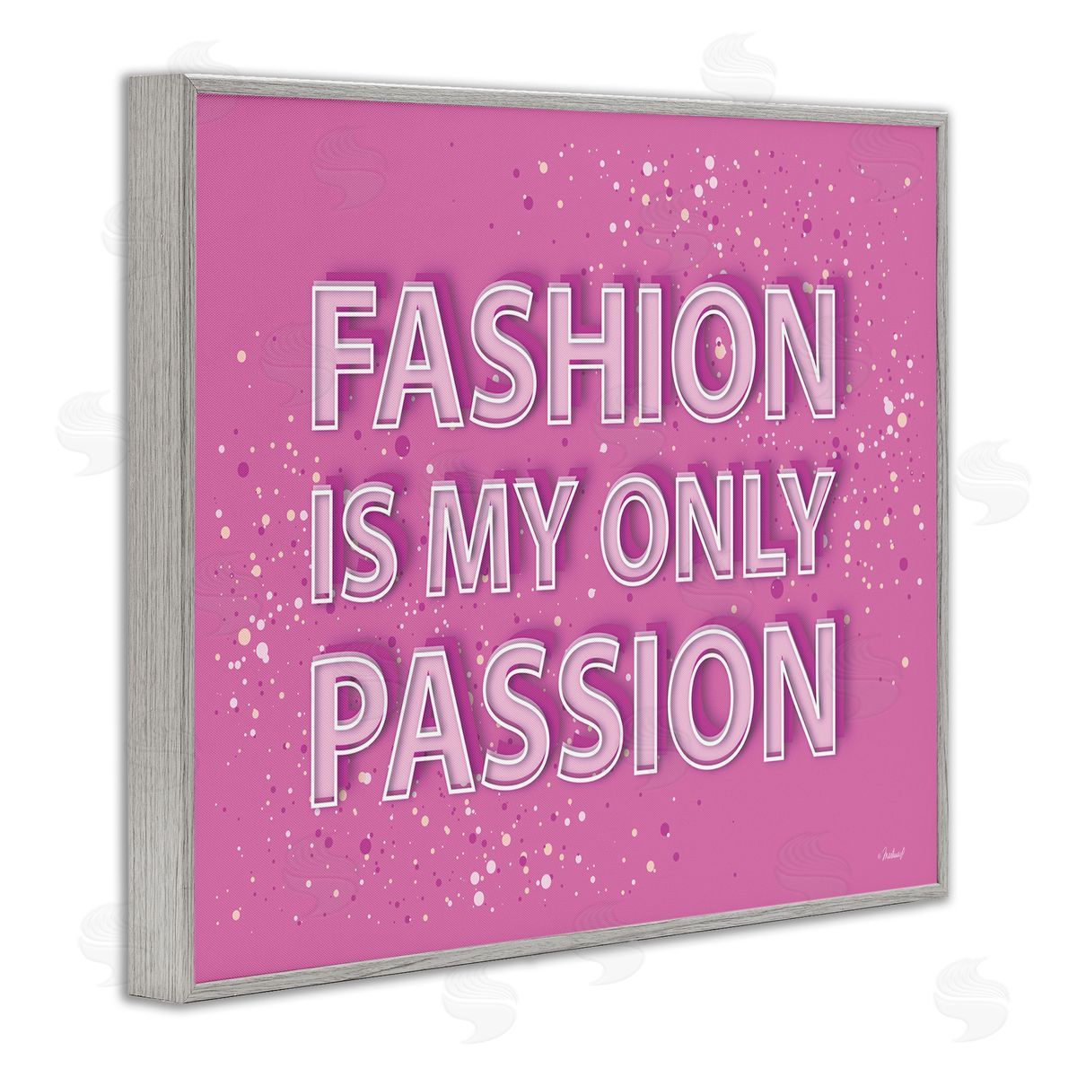 Martina Pavlova Fashion is Passion Phrase Gray Framed Giclee Wall Artside_
