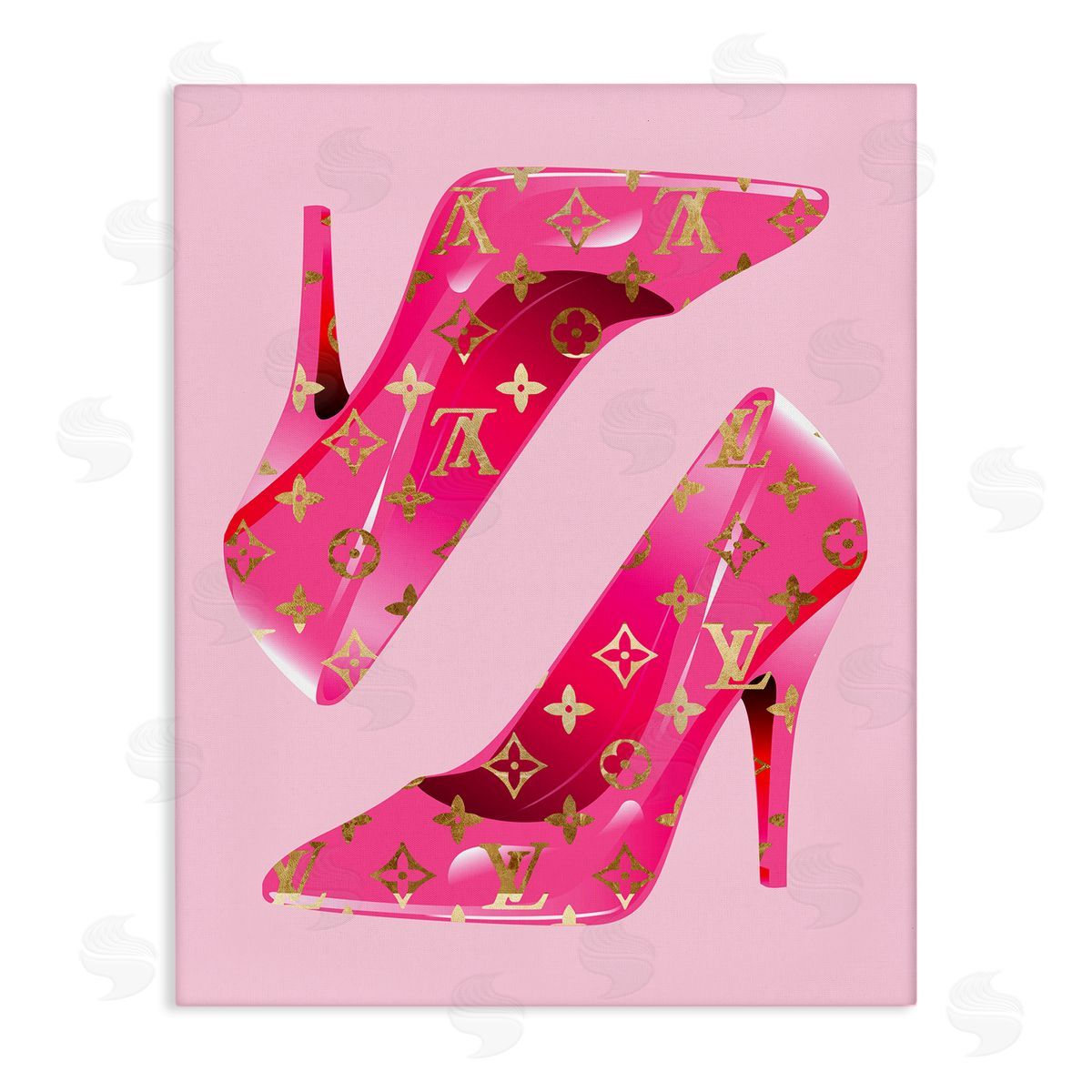 Stupell Studio Pink Glam Logo Shoes Canvas Wall Art