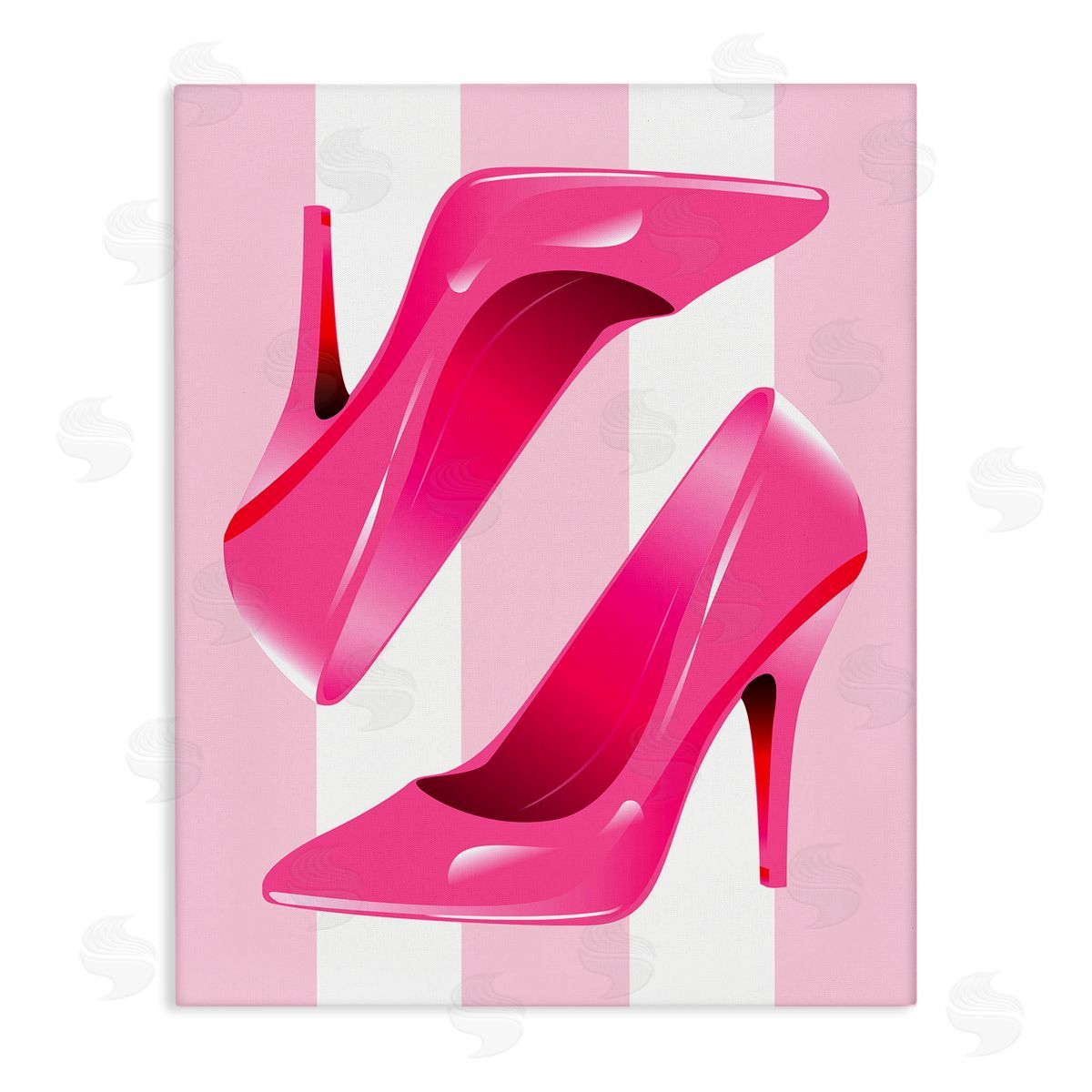 Stupell Studio Heels on Pink Stripes Canvas Wall Art