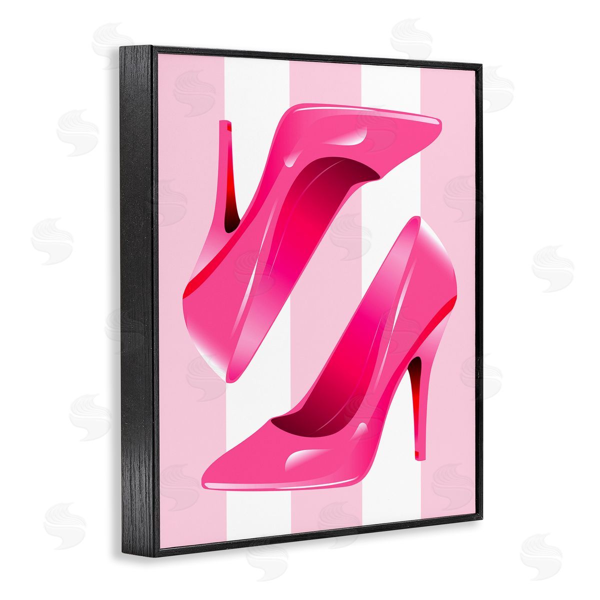 Stupell Studio Heels on Pink Stripes Black Framed Giclee Wall Artside_