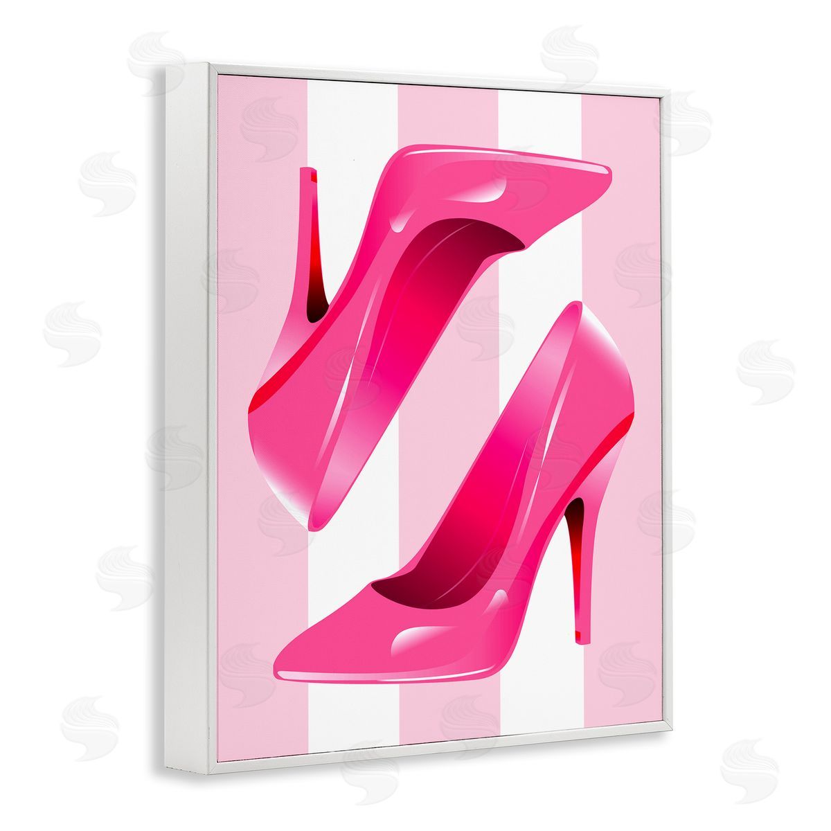 Stupell Studio Heels on Pink Stripes White Framed Giclee Wall Artside_