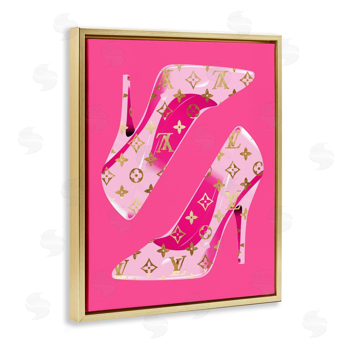 Stupell Studio Pink Fashion Heels Gold Floater Frame Canvas Artside_
