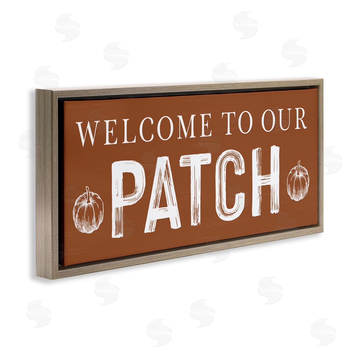 Lettered and Lined Welcome Pumpkin Patch Brown Floater Frame Canvas Artside_