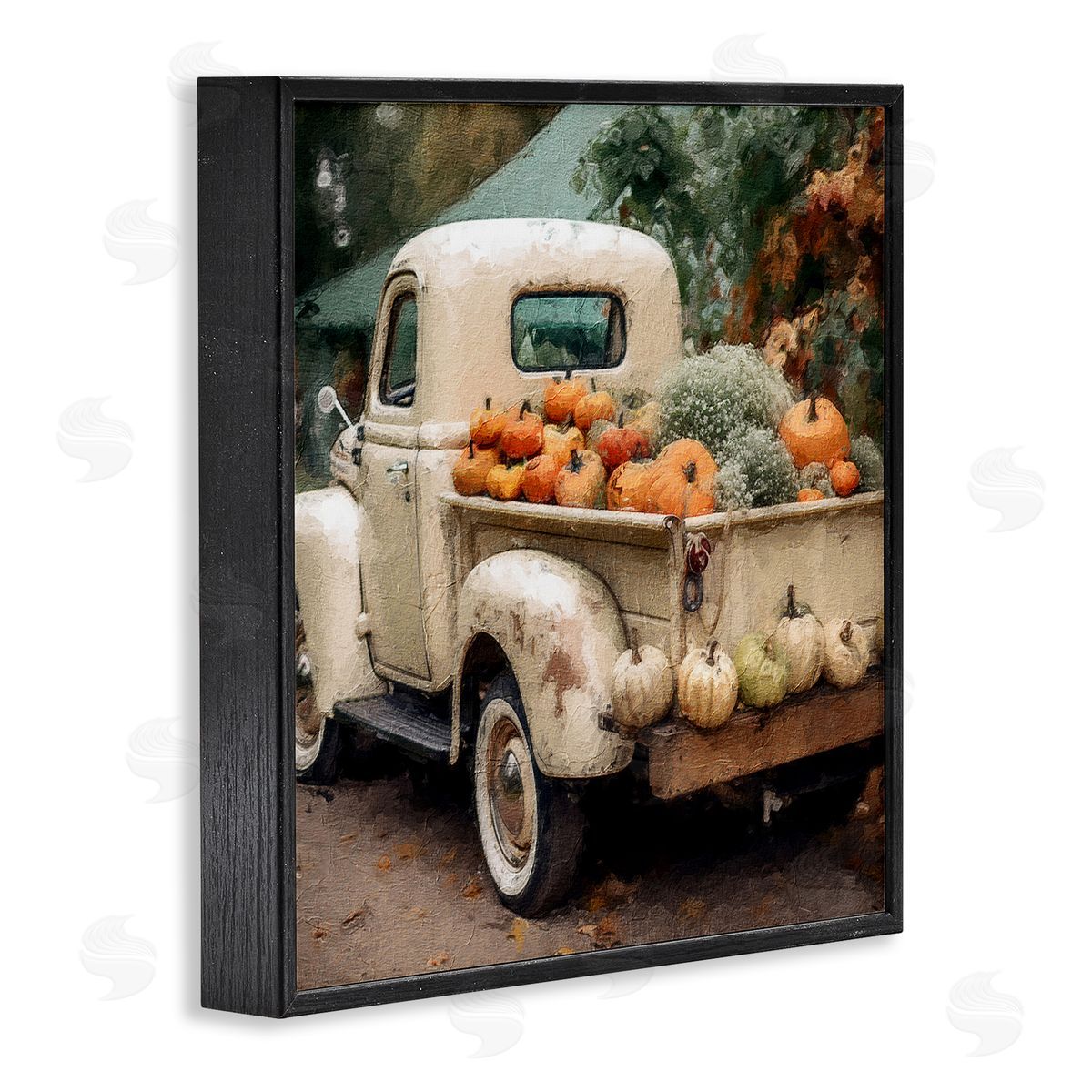 Pumpkin & Gourd Truck Black Frame Print Wall Art, Home Decor by Riley B
