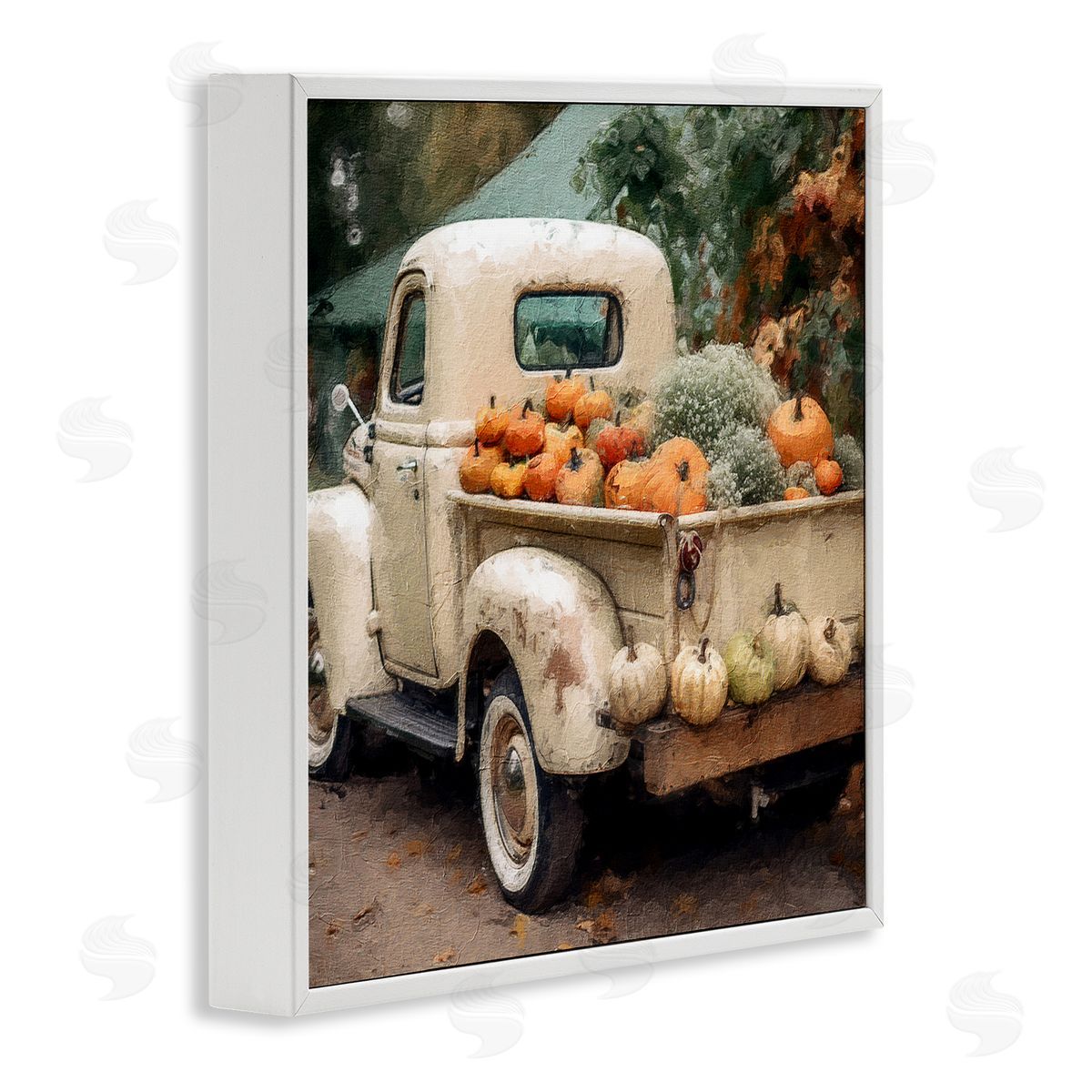Pumpkin & Gourd Truck White Frame Print Wall Art, Home Decor by Riley B