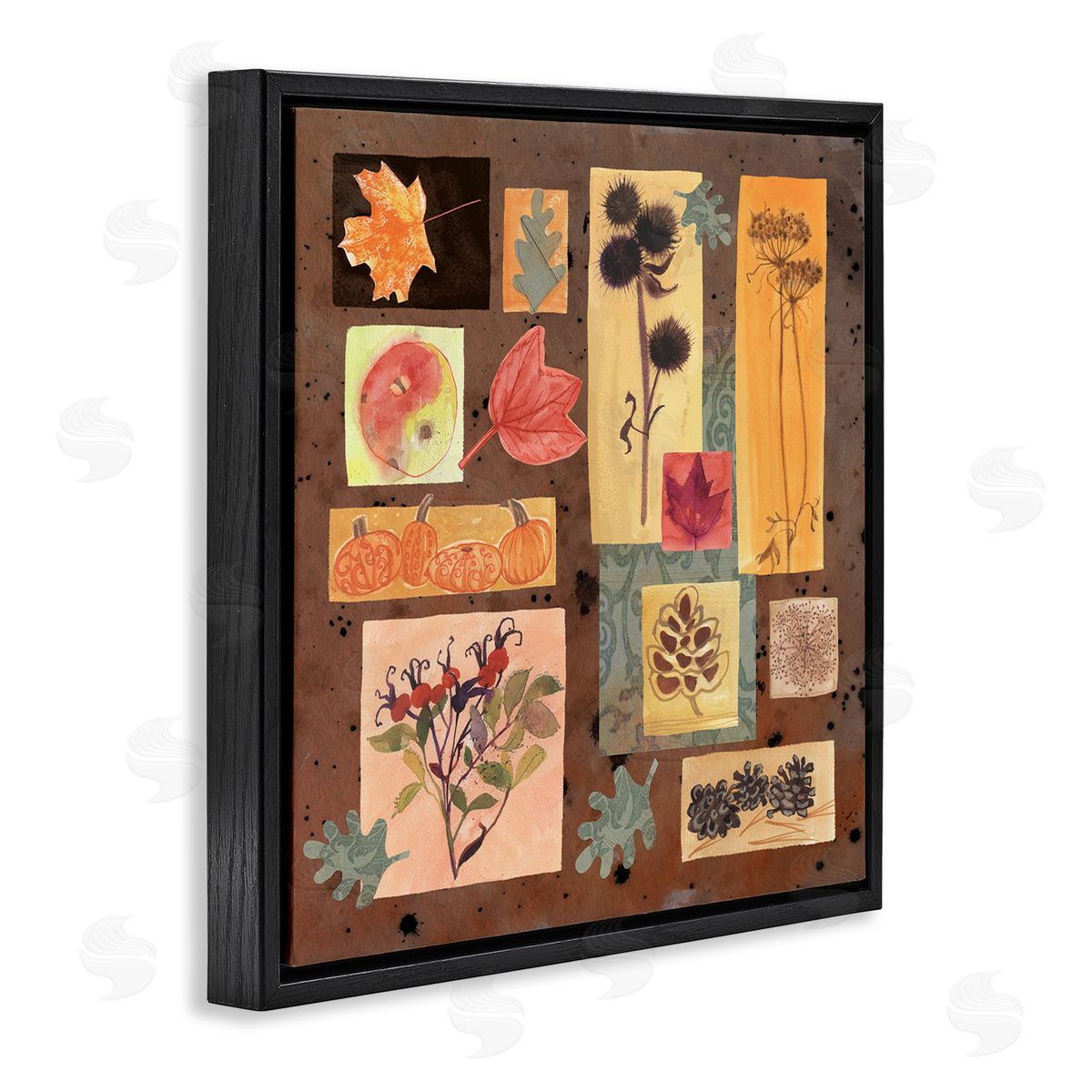 Maret Hensick Autumn Botanicals Pattern Black Floater Frame Canvas Artside_