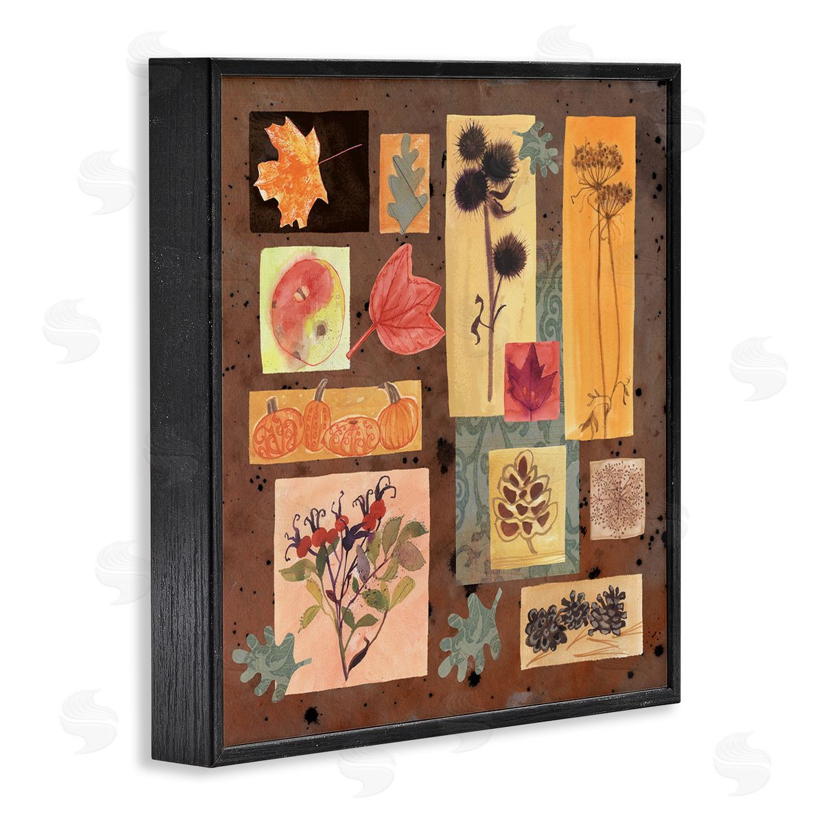 Maret Hensick Autumn Botanicals Pattern Black Framed Giclee Wall Artside_