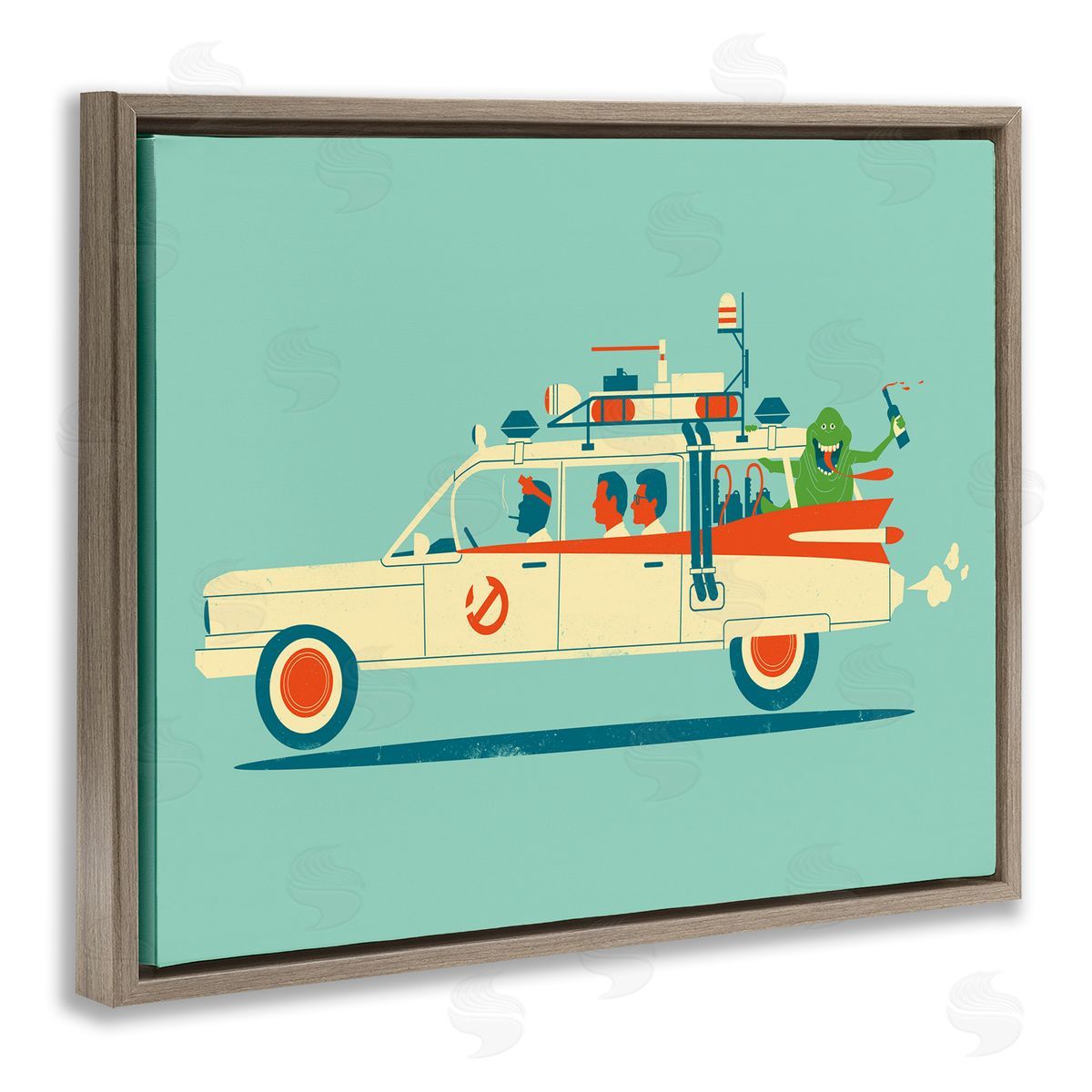 Jay Fleck People & Monster Car Brown Floater Frame Canvas Artside_