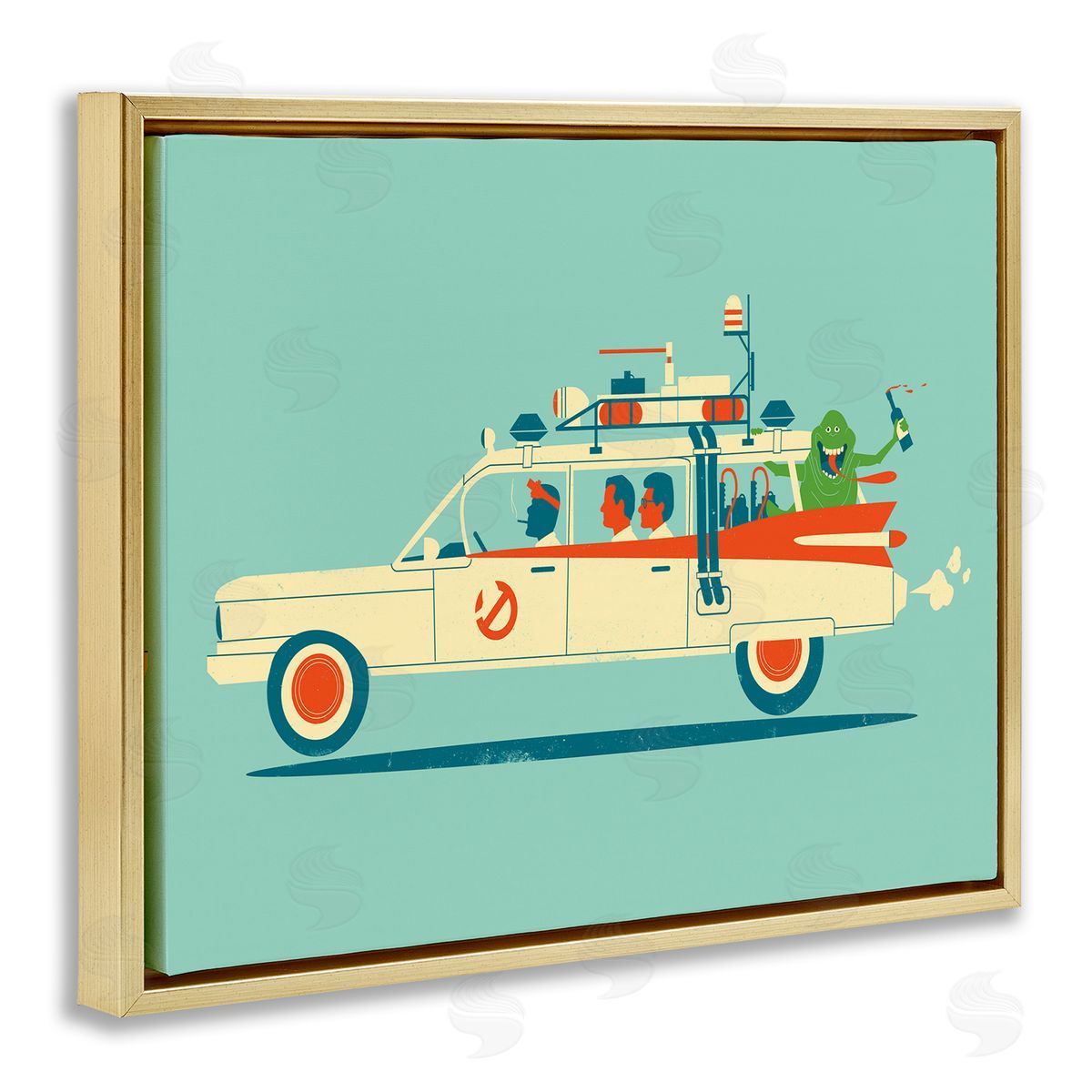 Jay Fleck People & Monster Car Gold Floater Frame Canvas Artside_